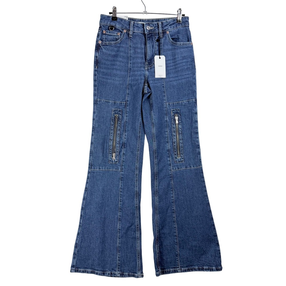 Forever 21 Premium‎ Cargo Jeans Medium Wash Relaxed Straight Leg Size 24 NWT